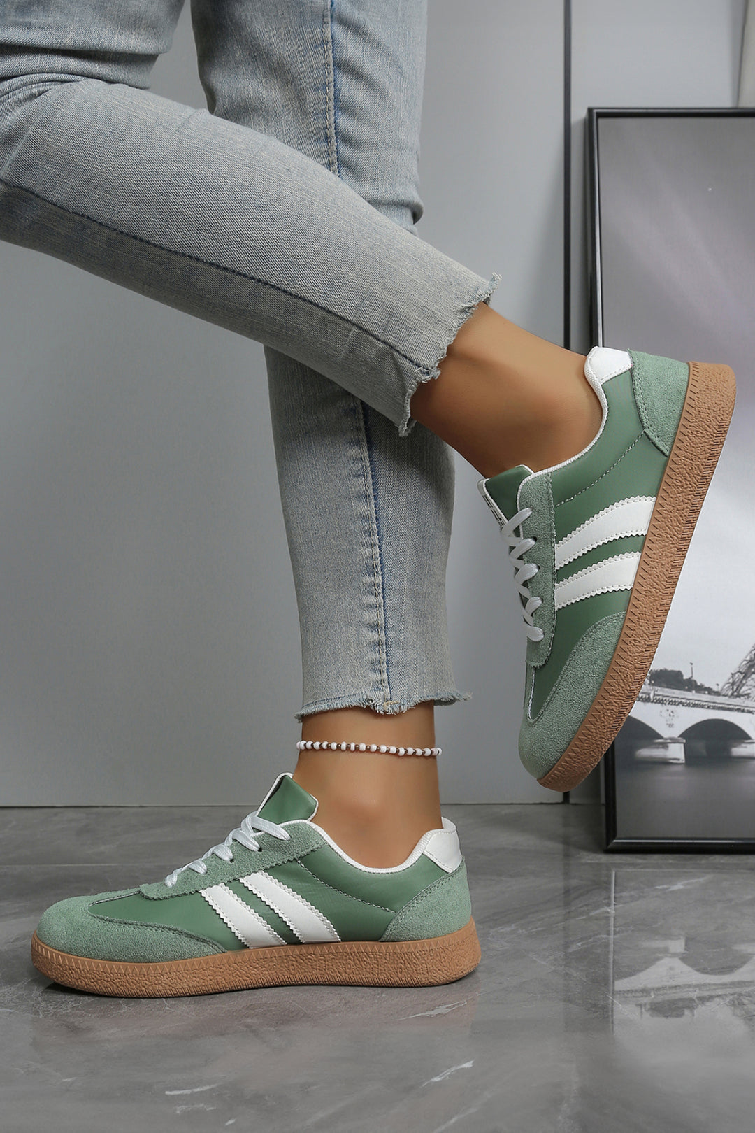 Ashleigh Blue Varsity Color Block Patchwork PU Leather Lace Up Shoes Dear-Lover Dropshipping