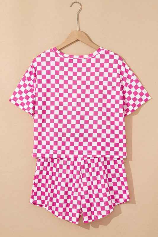 Checker T-Shirt & High Waist Skort Set