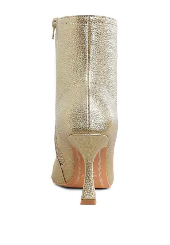 Tentia Metallic Pleather Spool Heel Boots
