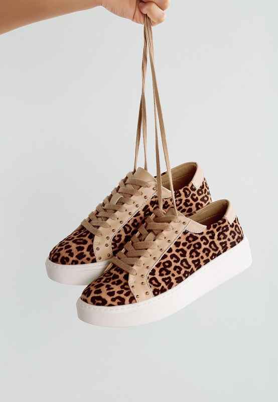 Flippin Studded Leopard Print Chunky Sneakers