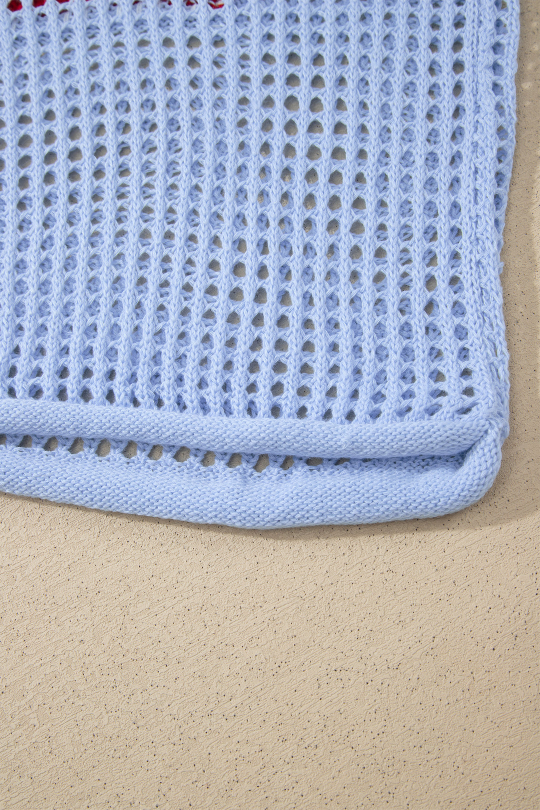 Beau Blue Hollow Out Crochet Knit American Flag Patched Sweater Hoodie Dear-Lover Dropshipping