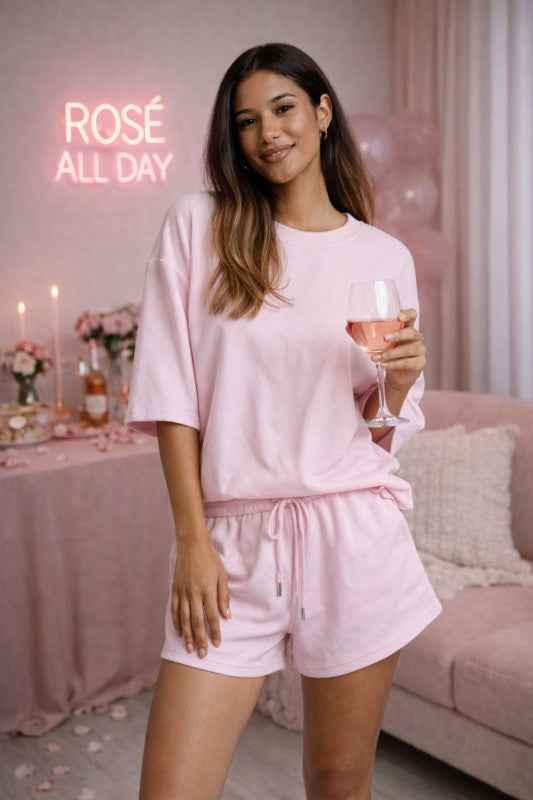 PREORDER PINK Aqualux Lounge Set – Top & Shorts -