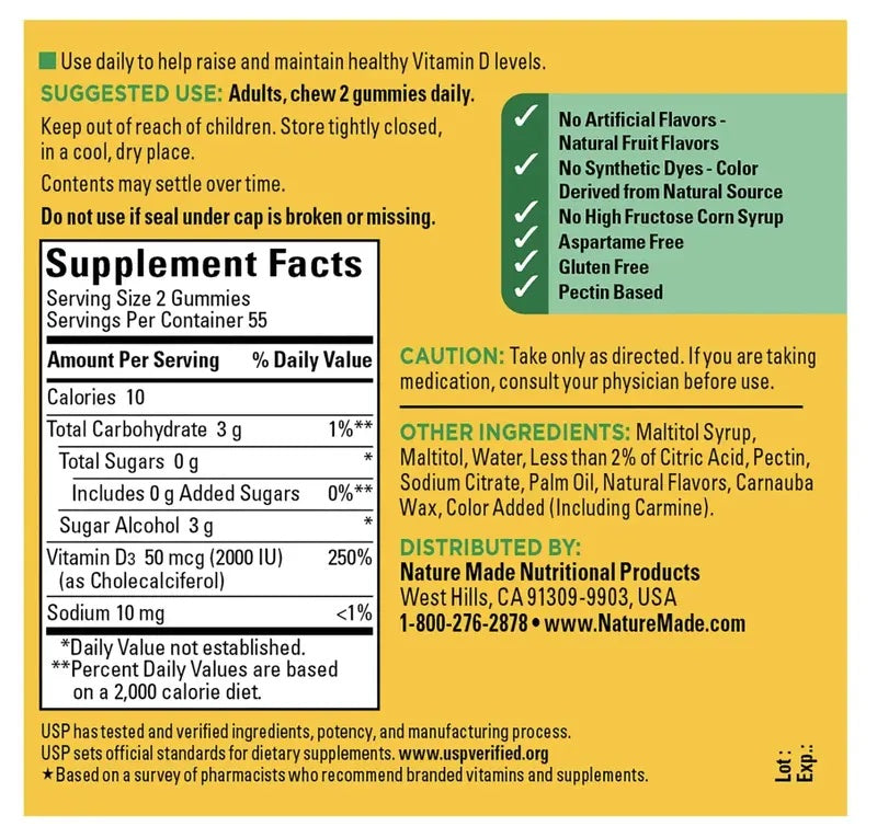 Nature Made Zero Sugar Adult Vitamin Bundle: Multi, B12 & D3 (3-Pack) AA LLC