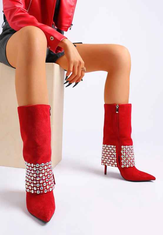 Basso Party Diamante Studded Stiletto Boots