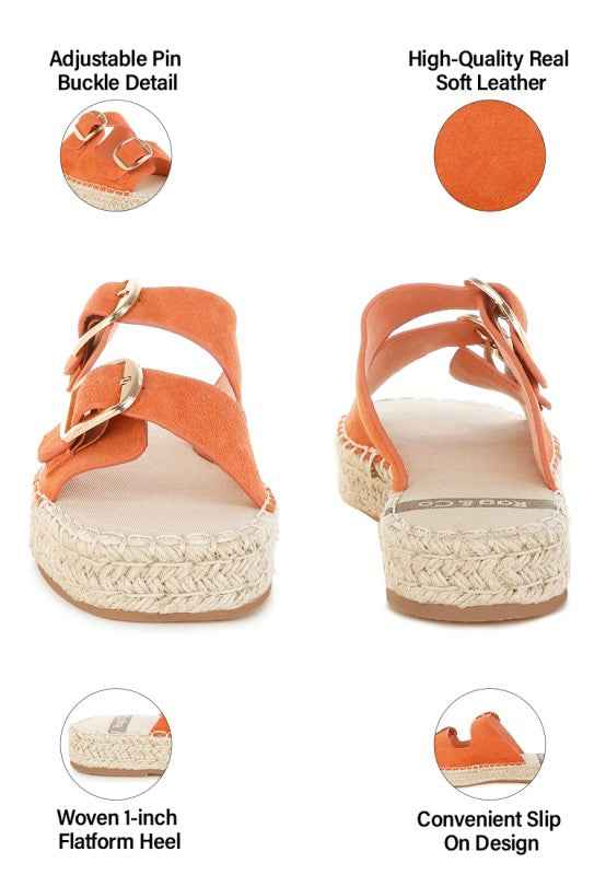 Kuopa Genuine Soft Leather Espadrille Flatform
