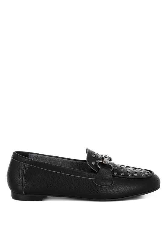 Modaha Horsebit & Embellished Real Leather Loafers