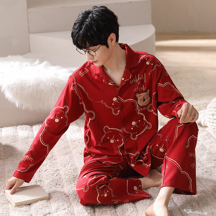 Red couple pajamas long sleeved card home clothes eprolo