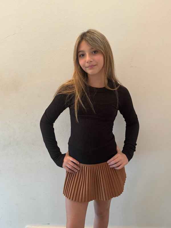 Girls Suede Pleated Skort