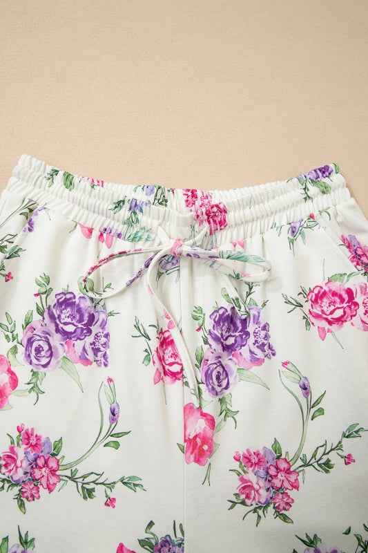 Floral Pullover and Drawstring Lounge Set