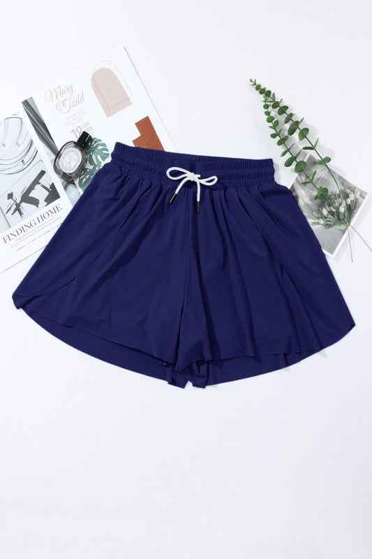 Ruffle Drawstring Elastic Waist Bikini Swim Shorts