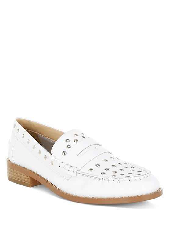 Oglavia Studs Embellished Leather Loafers