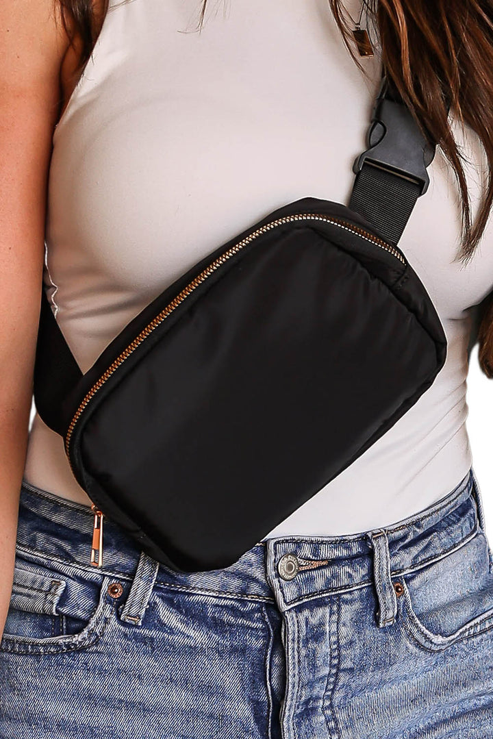 Black Waterproof Zipped Crossbody Chest Bag 20*5*14cm Dear-Lover Dropshipping