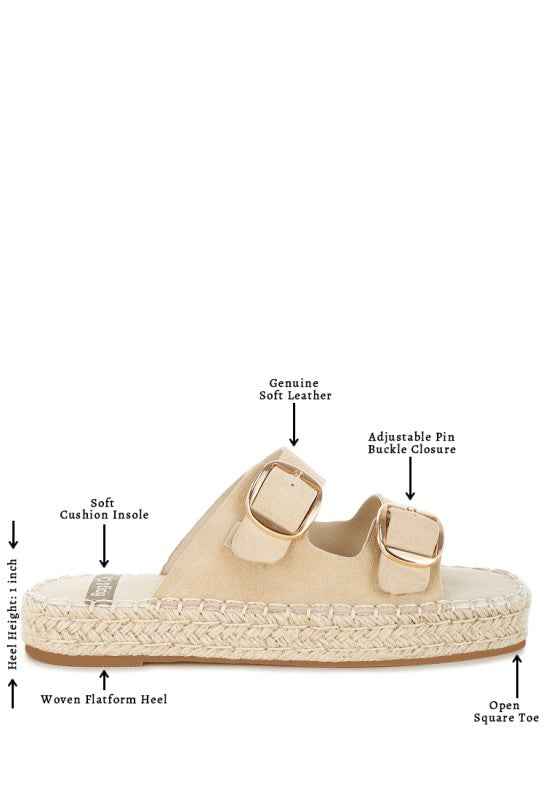 Kuopa Genuine Soft Leather Espadrille Flatform