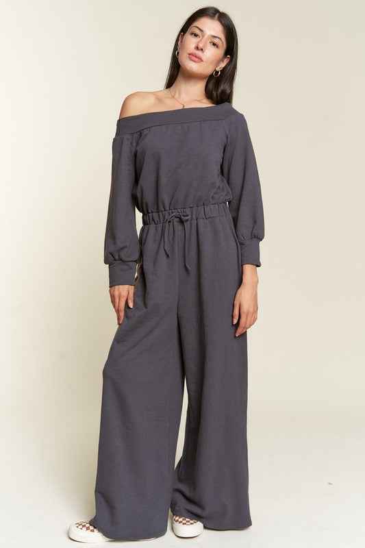 ONE SHOULDER TERRY JUMPSUIT