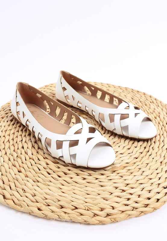 Moira Woven Peep Toe Flats