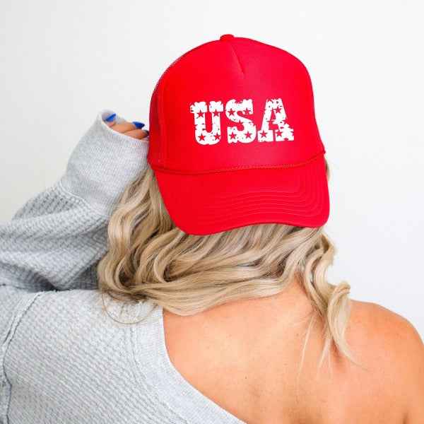 USA Distressed Stars Foam Trucker Hat