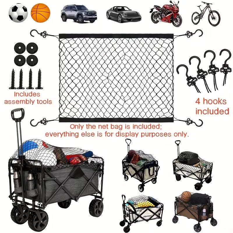 Multi-functional Trolley Net, Trolley Cargo Net, Trolley Parts Net, Durable Nylon Net, Suitable for Garden Carts, Folding Trolleys And Handcarts. 1pc Multi-functional Trolley Net, Trolley Cargo Net, Garden Cart Accessories Cargo Net. Happi Mart Ch