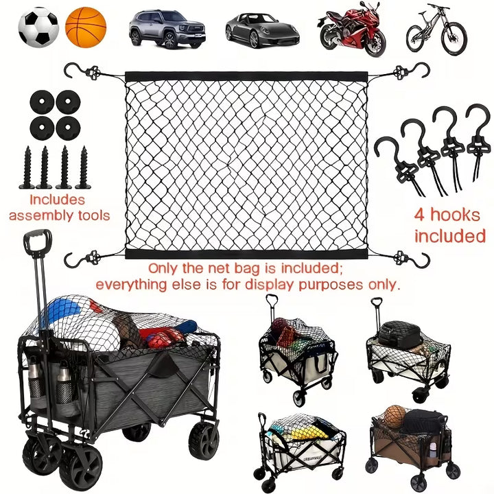 Multi-functional Trolley Net, Trolley Cargo Net, Trolley Parts Net, Durable Nylon Net, Suitable for Garden Carts, Folding Trolleys And Handcarts. 1pc Multi-functional Trolley Net, Trolley Cargo Net, Garden Cart Accessories Cargo Net. Happi Mart Ch