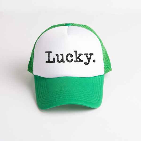 Embroidered Lucky Typewriter Foam Trucker Hat