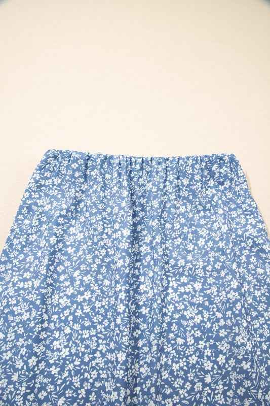 Boho Floral High Waist Side Split Maxi Skirt