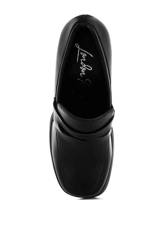 Edwina Chunky Penny Strap Heeled Loafers