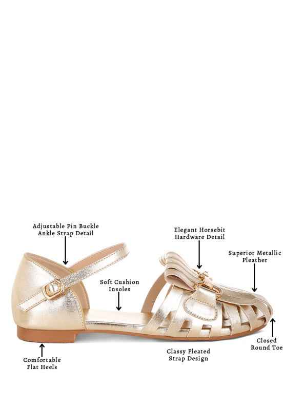 Noori Metallic Fringe Flat Sandals