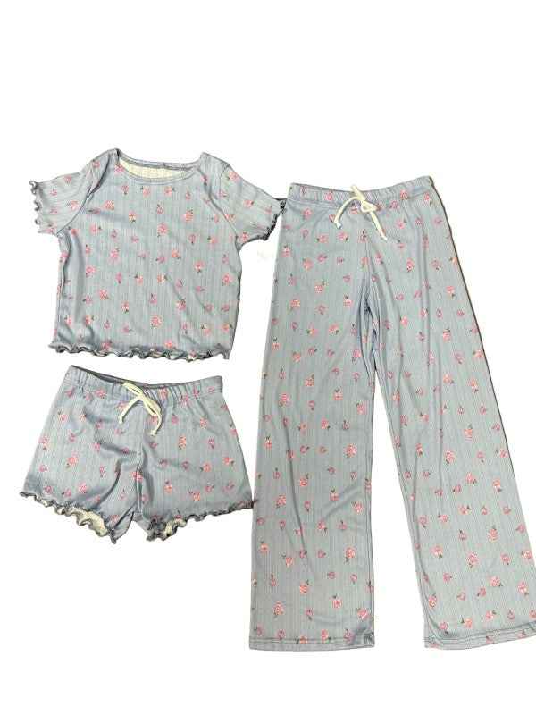 Girls Printed Lounge 3 Pc Short Sleeve Top Pants a
