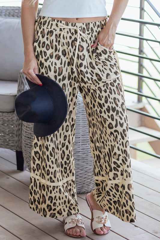 Leopard Wide Leg Cropped Pants