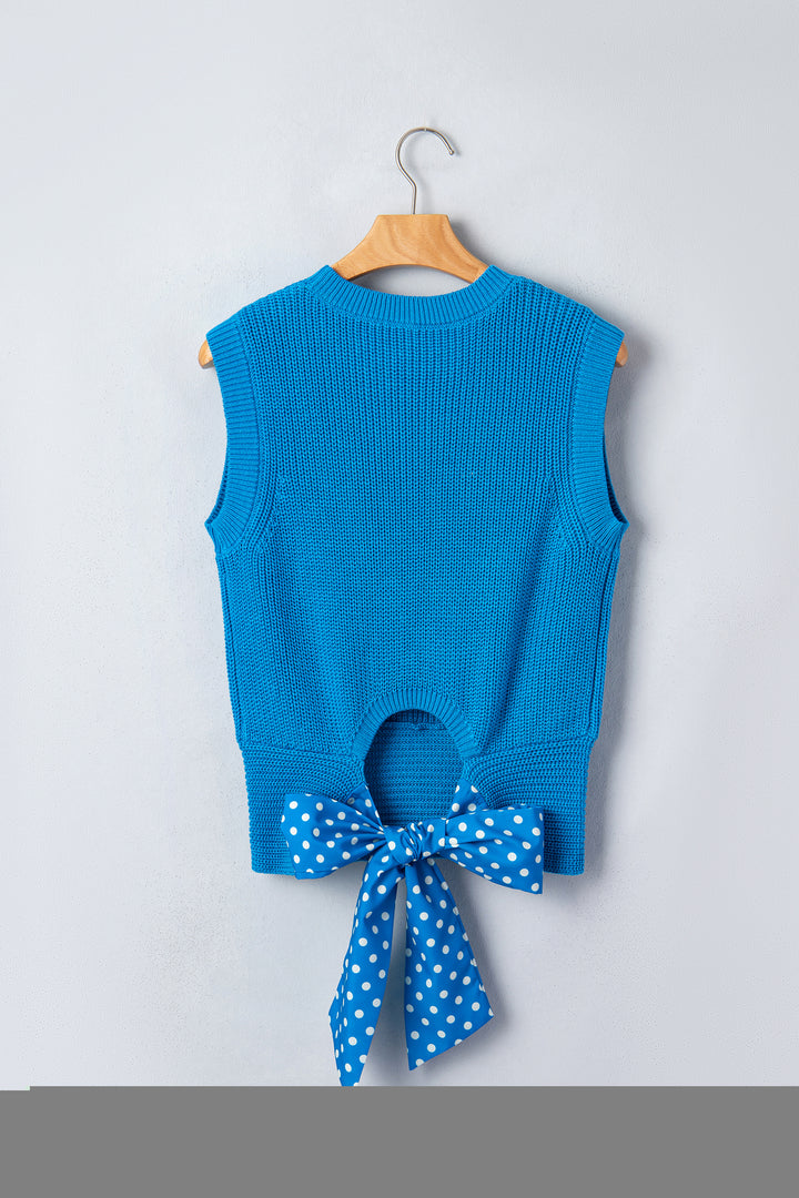 Myosotis Slim Knit Polka Dot Knot Back Cropped Sweater Tank Dear-Lover Dropshipping