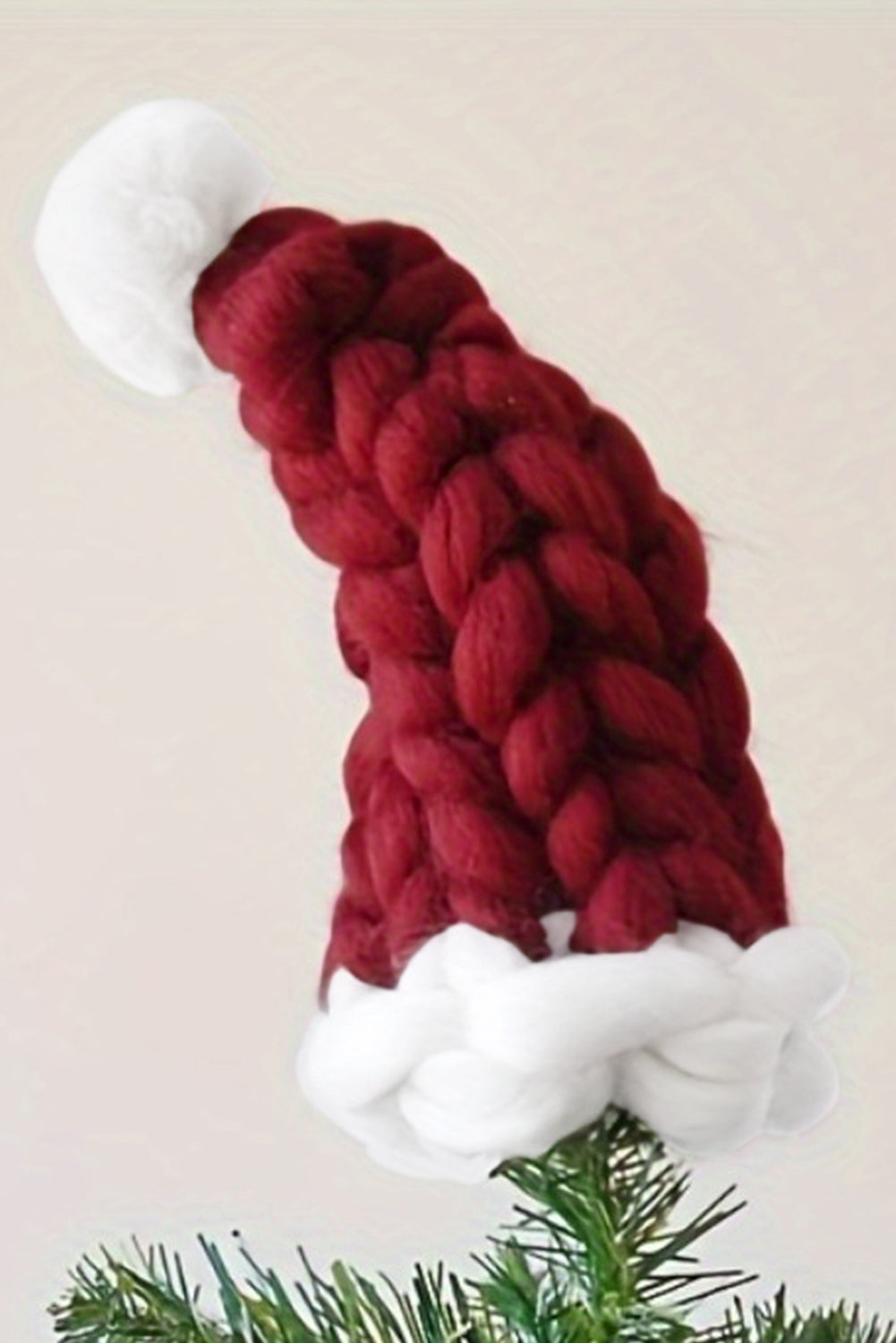 Dearlove Red Dahlia Color Block Pom Pom Decor Chunky Knitted Christmas Hat Dear-Lover Dropshipping