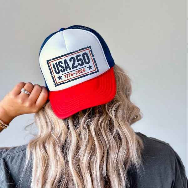 USA 250 Rectangle Foam Trucker Hat