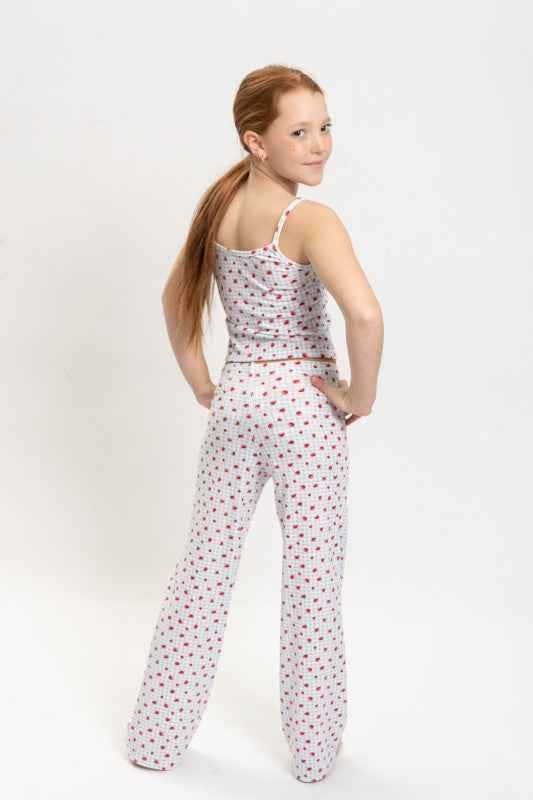Girls Strawberry Print Cami Top and Pants Set