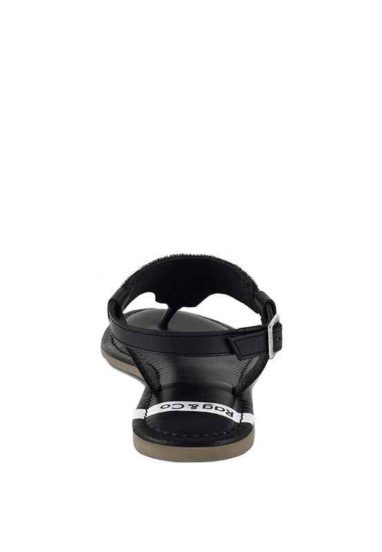 Chitra Pin Buckle Beaded Flat Sandals