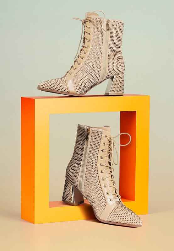 Calla Rhinestone Embellished Ankle Boots