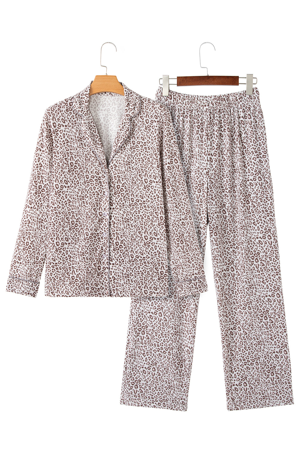 White Leopard Print Long Sleeve and Pants Pajamas Set Dear-Lover Dropshipping