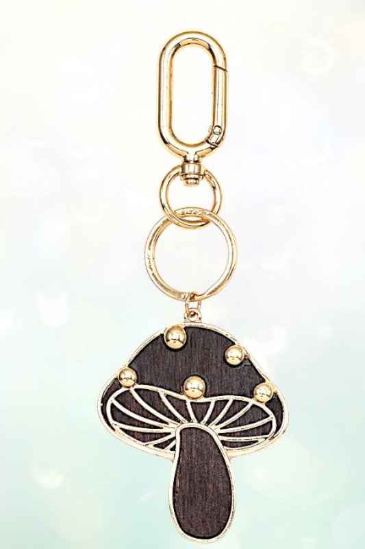 WOOD CUT MUSHROOM GEMBEAD KEYCHAIN