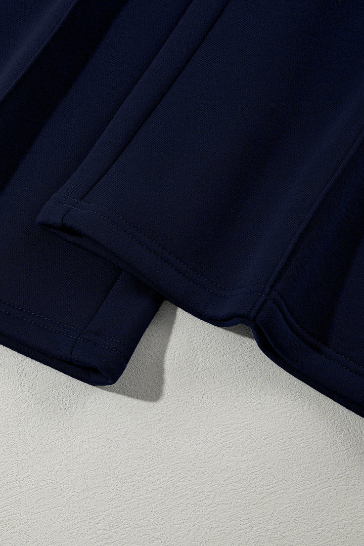 Navy Blue Drop Shoulder Zip Up Jacket Drawstring Pants Active 2pcs Set Dear-Lover Dropshipping