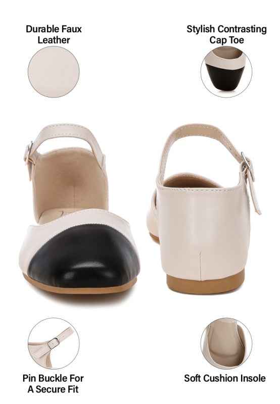Clevea Dual Tone Pin Buckle Ballet Flats