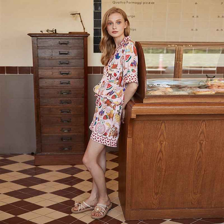Summer Pajamas Ladies Short Sleeve Shorts Cute Cartoon Suit Home Clothes