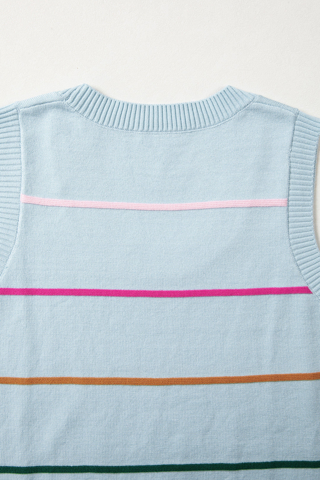 Sky Blue Stripe Round Neck Knitted Sweater Tank Dear-Lover Dropshipping