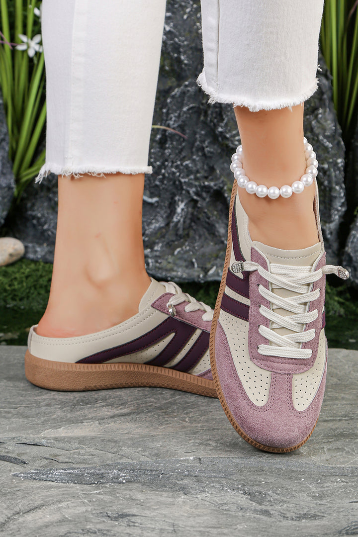 Pink Eyelet PU Leather Patchwork Color Pop Sneakers Dear-Lover Dropshipping