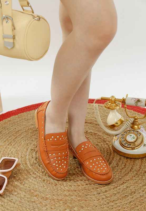 Oglavia Studs Embellished Leather Loafers