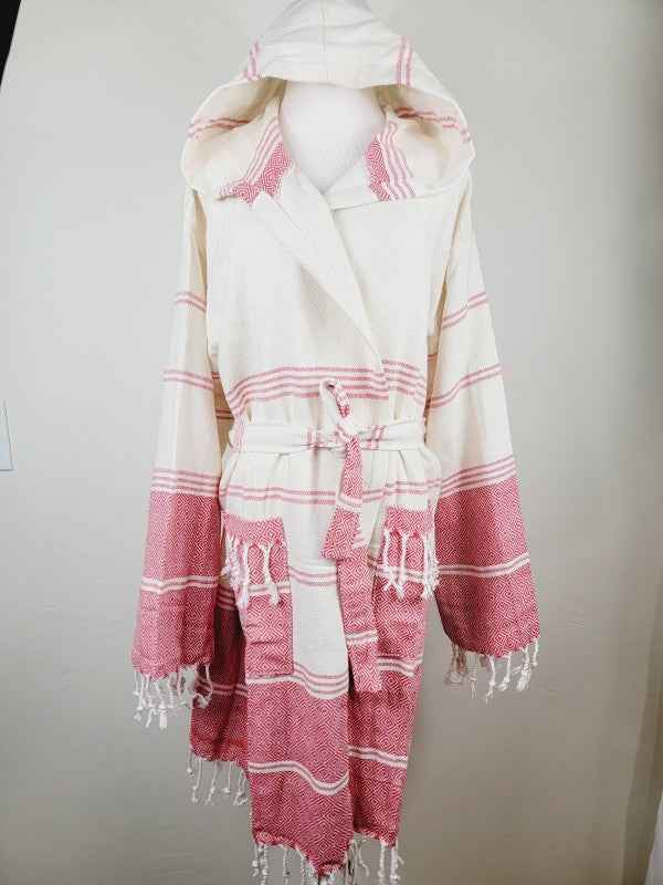 Unisex Robe, Beach or spa Robe with pockets - Red