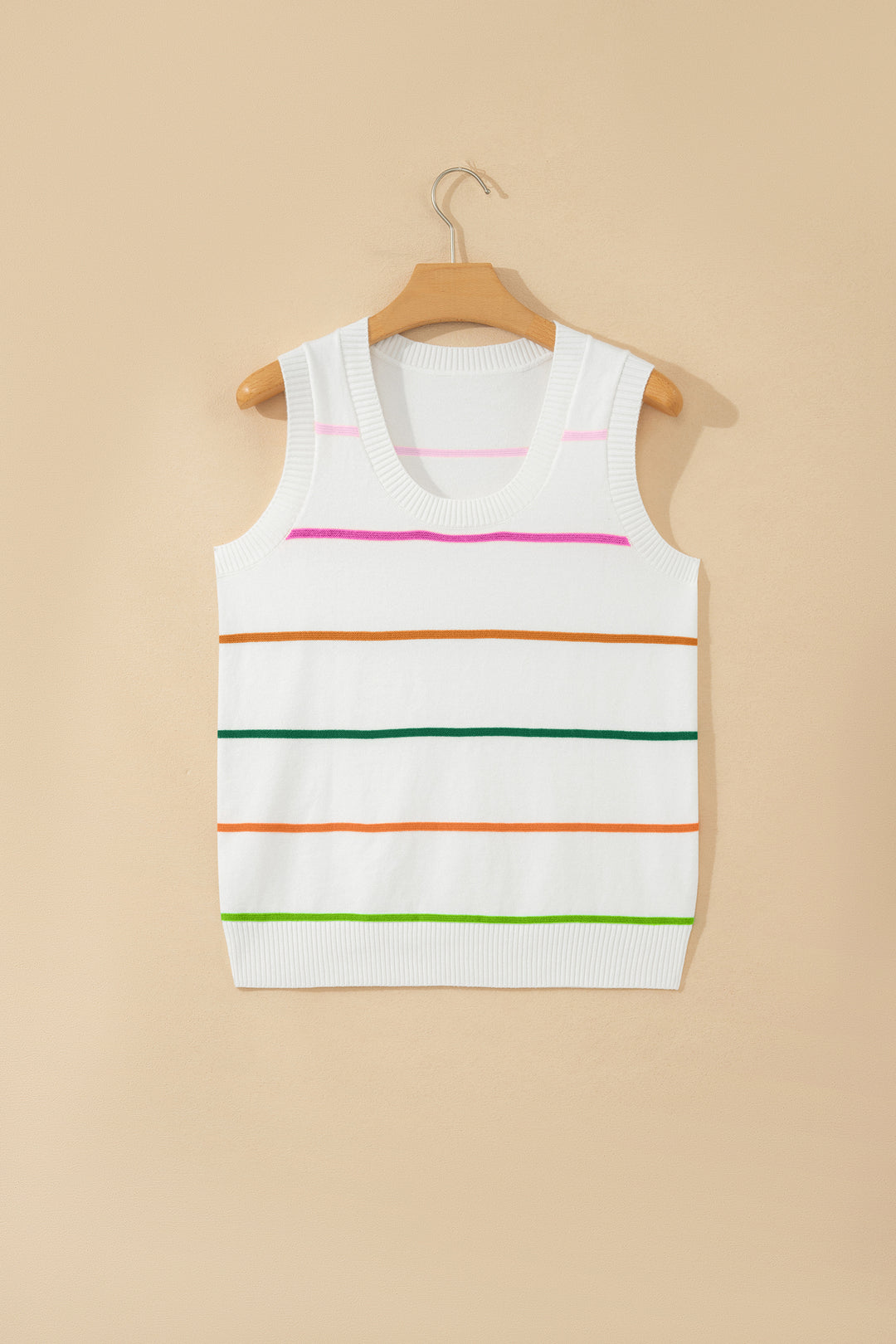 Sky Blue Stripe Round Neck Knitted Sweater Tank Dear-Lover Dropshipping