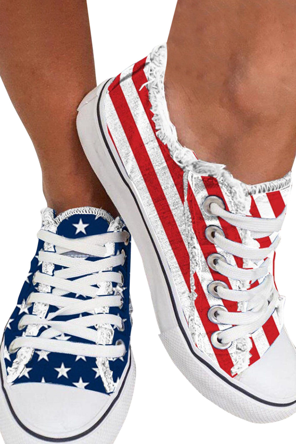 Blue American Flag Lace-up Canvas Flat Shoes Dear-Lover Dropshipping