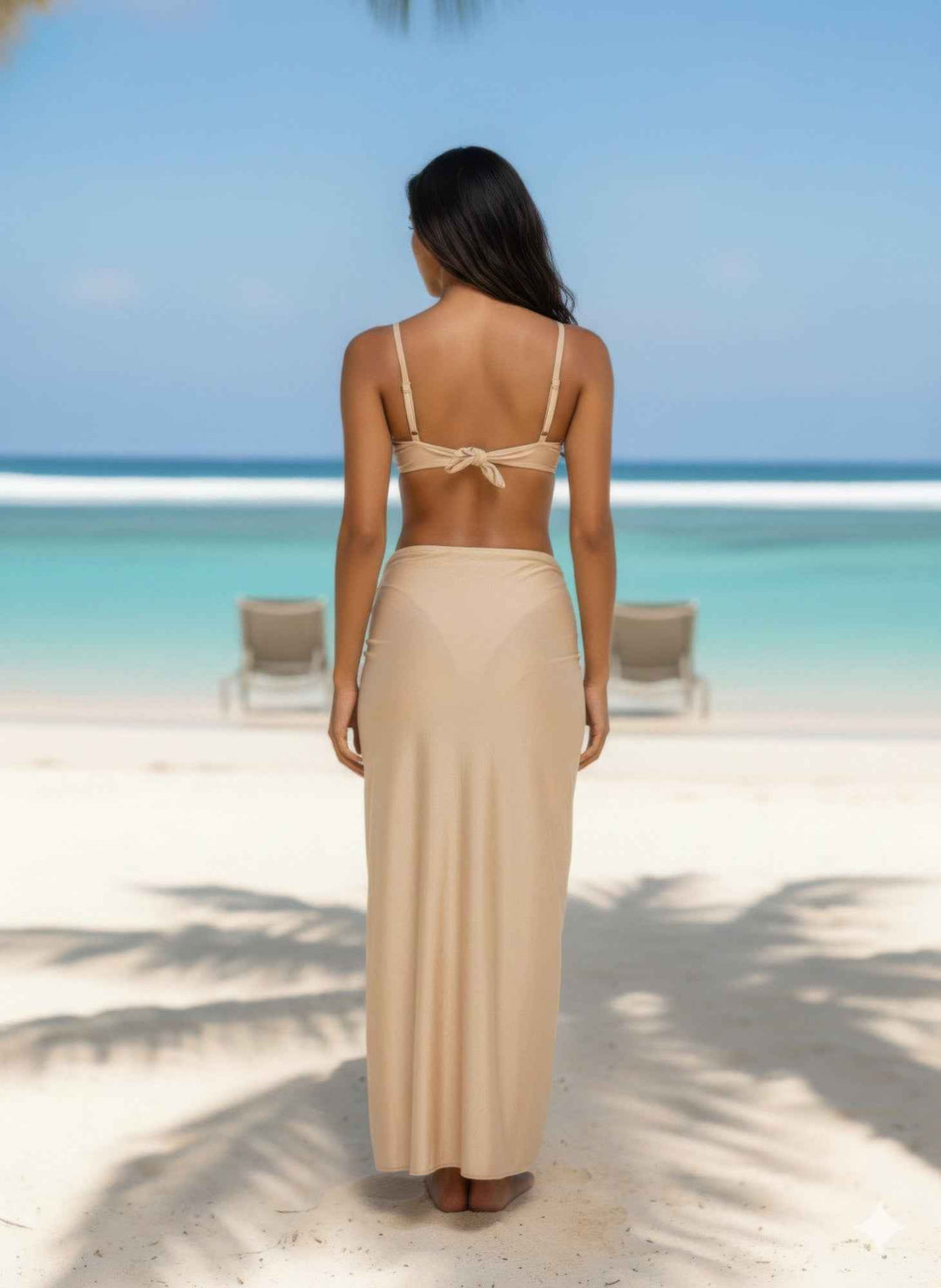 Beige Luxe Maxi 3 Piece Bikini Set Star Fish