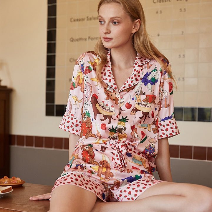 Summer Pajamas Ladies Short Sleeve Shorts Cute Cartoon Suit Home Clothes eprolo