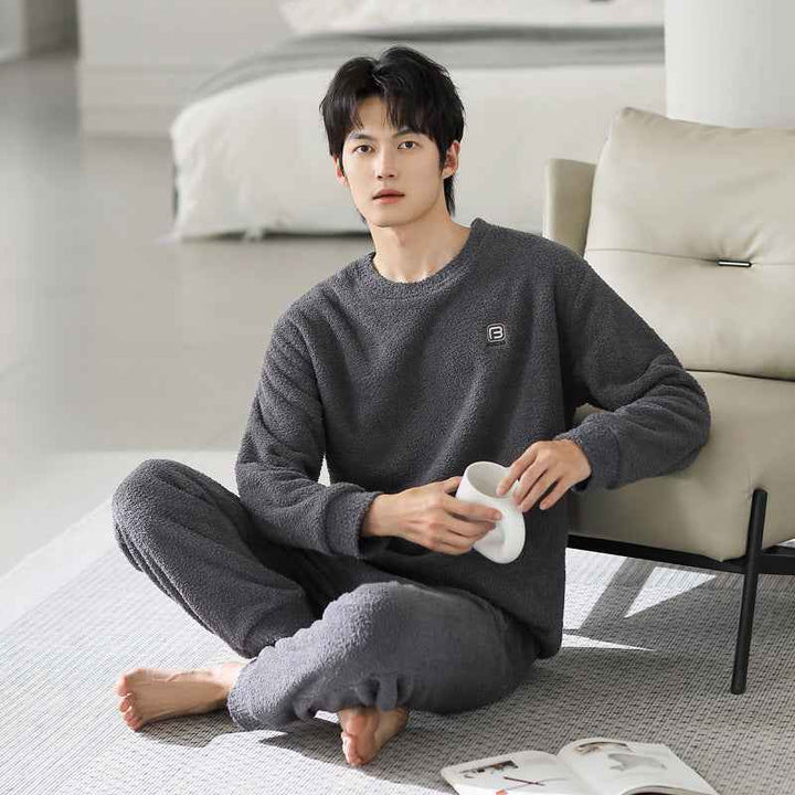 Winter pajamas men's pullover can be worn as outerwear home clothes