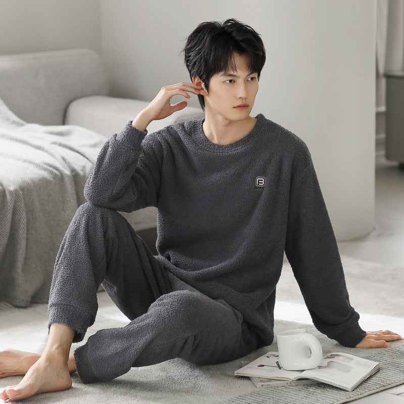 Winter pajamas men's pullover can be worn as outerwear home clothes