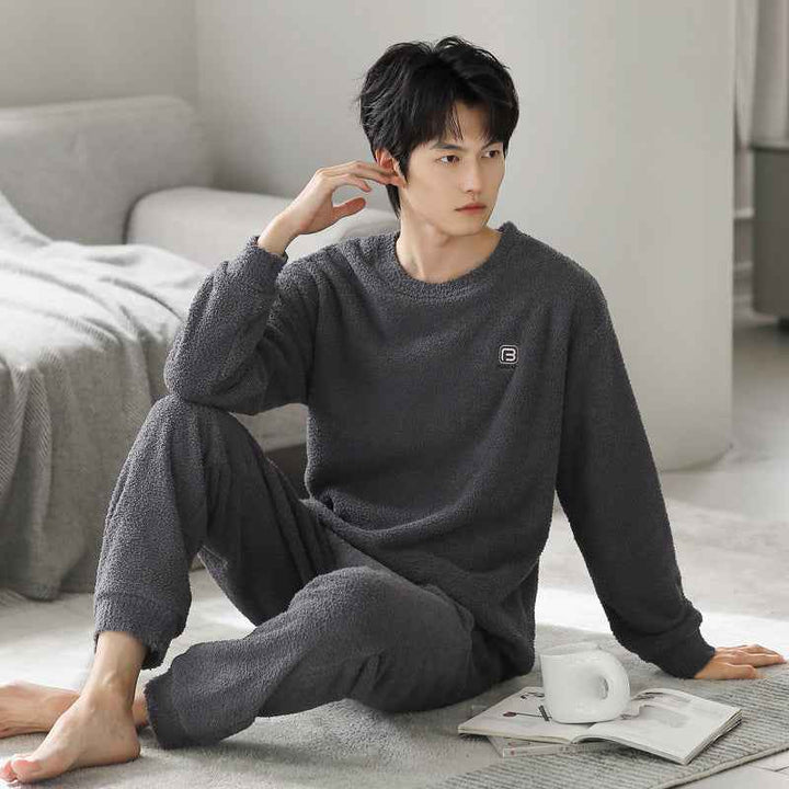 Winter pajamas men's pullover can be worn as outerwear home clothes